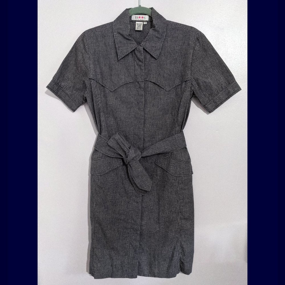 Isaac Mizrahi Button Down Shirt Dress with Tie